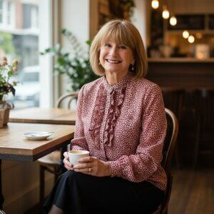 Marques Almeida Japan grain washed pink ruffled leopard  long sleeve Blouse